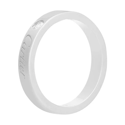 Cartier C de Cartier Platinum Diamond Wedding Band Couples Ring Silver. B4051300