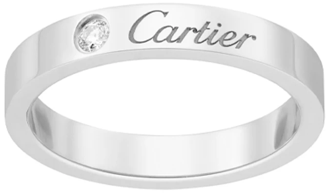 Cartier C de Cartier Platinum Diamond Wedding Band Couples Ring Silver. B4051300 Details for Cartier C de Cartier Platinum Diamond Wedding Band Couples Ring Silver. B4051300