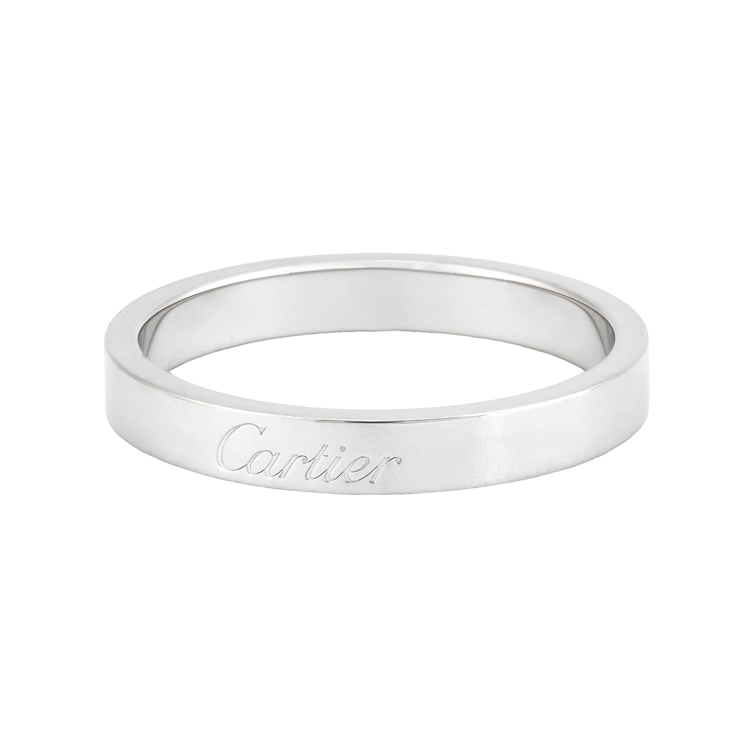 Cartier C de Cartier Platinum Logo Wedding Band Ring Unisex Couple Ring. b4054000