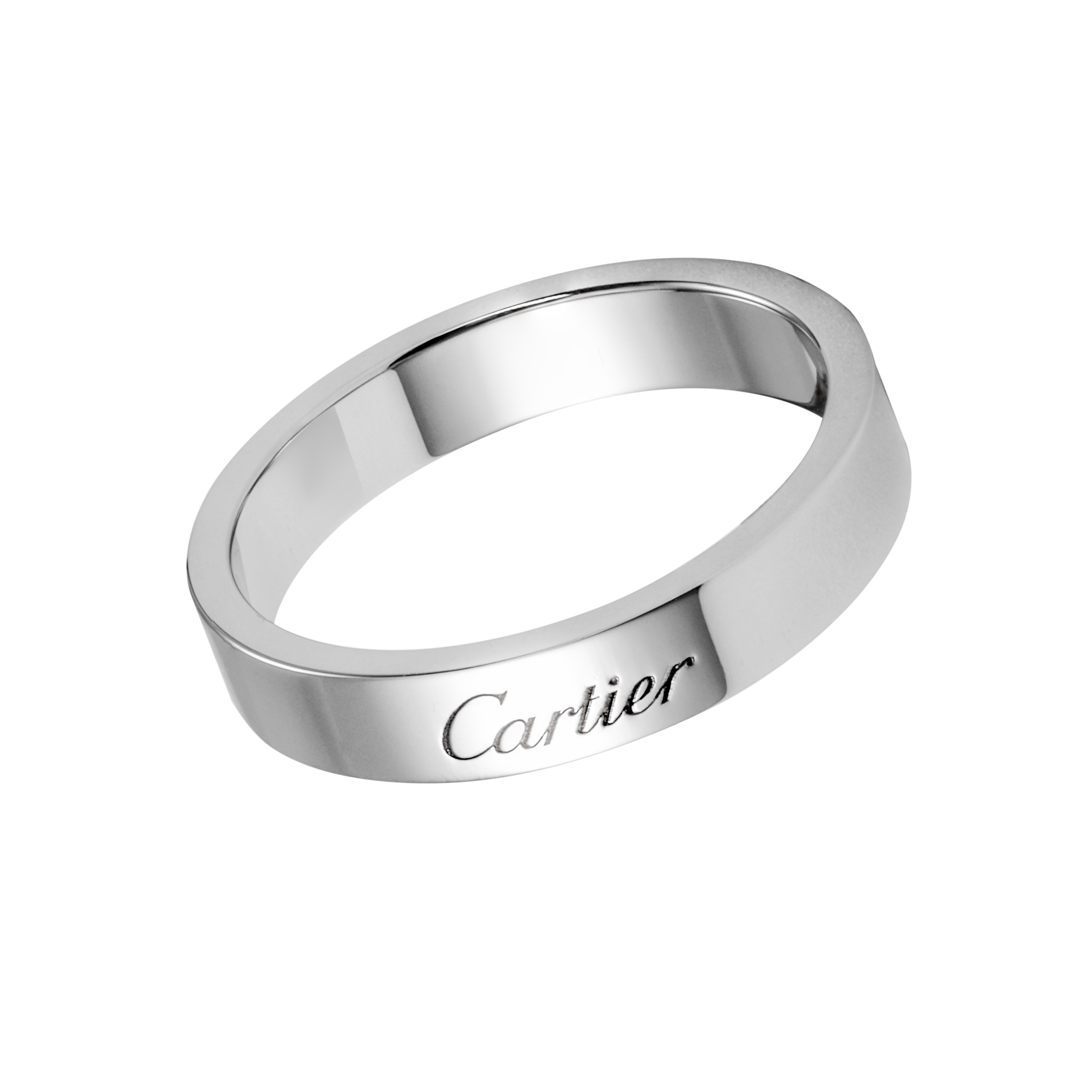 Cartier C de Cartier Platinum Wedding Band Ring Unisex Couple's Jewelry. B4098100
