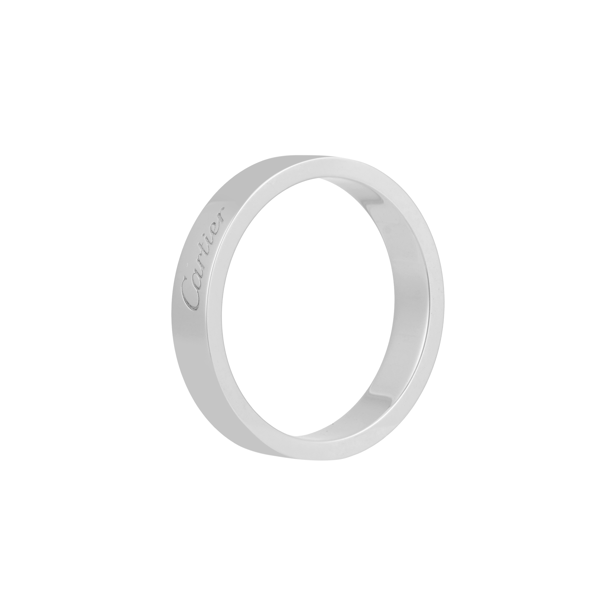 Cartier C de Cartier Ring Silver Platinum Couple Unisex Fashion Logo Band. B4098161