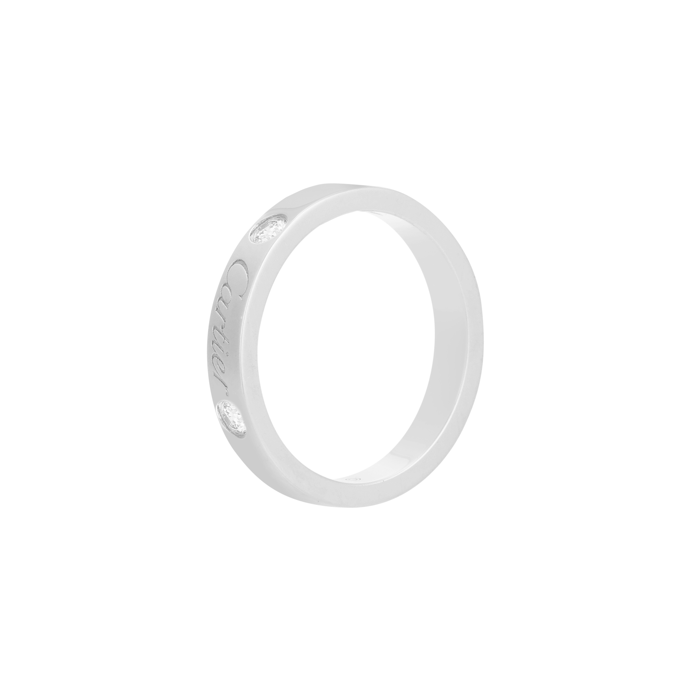 Cartier C de Cartier Wedding Band Platinum Ring with Dual Diamonds Unisex. B4077800