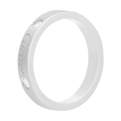 Cartier C de Cartier Wedding Band Platinum Ring with Dual Diamonds Unisex. B4077800