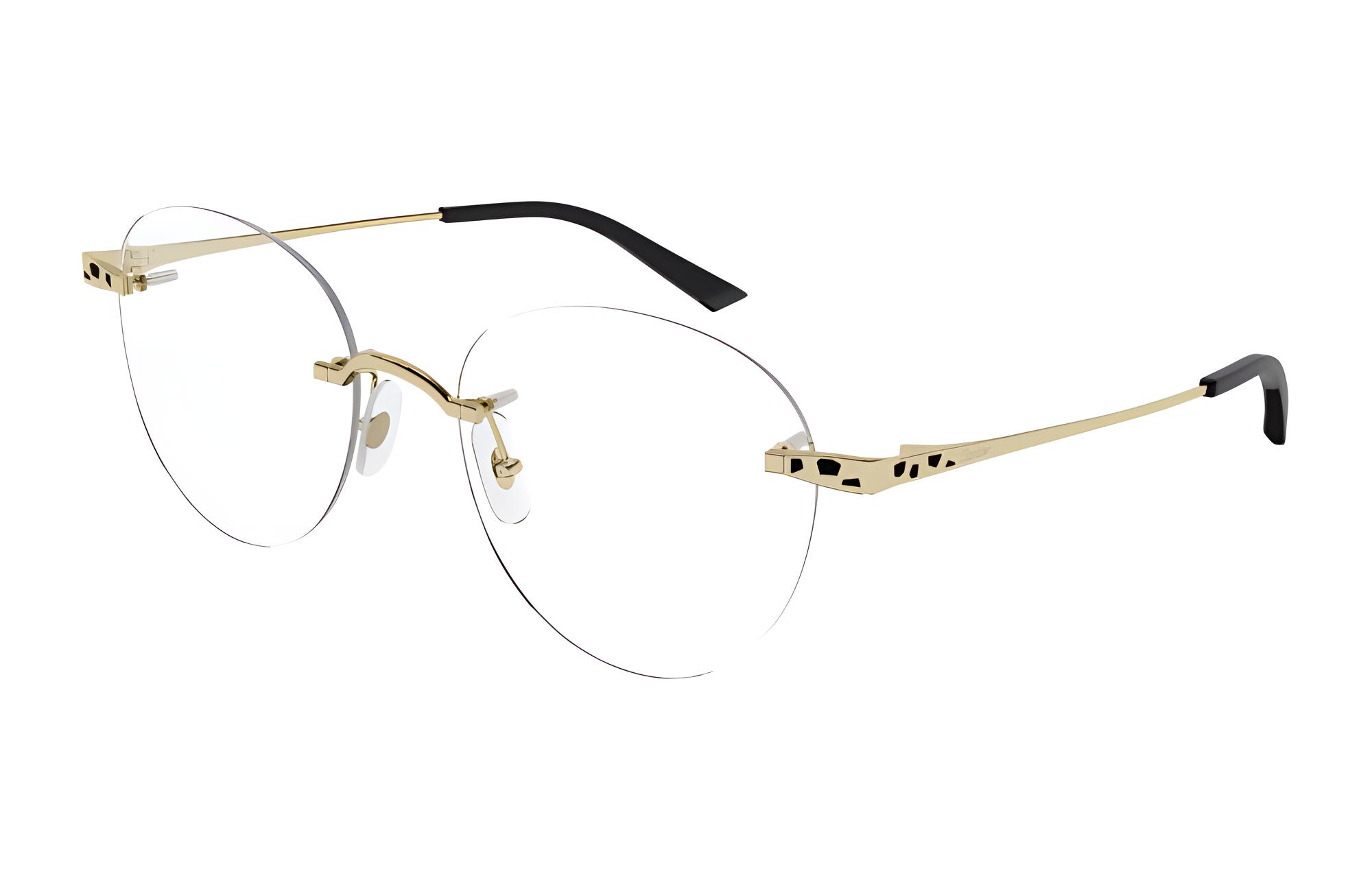 Cartier Classic Oval Panther Rimless Optical Glasses Gold  Edition. CT0309O-001