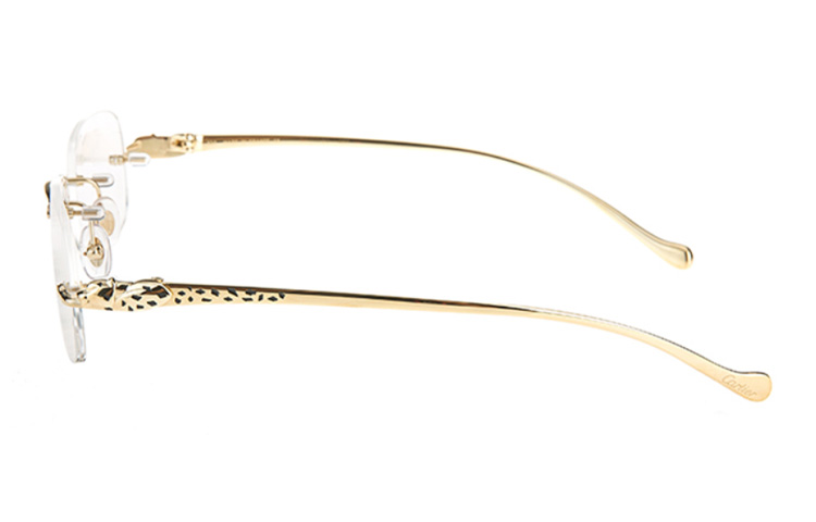 Shop 卡地亞經典Panther橢圓合金光學眼鏡框 中性 商務休閒款式 CT0058O-001