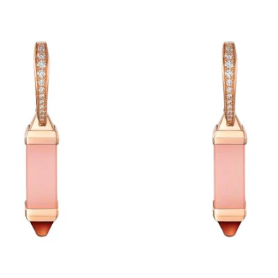 Cartier Diamond Accent 18K Rose Gold Earrings Unisex Couple Pink B8301447