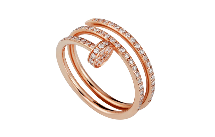 Cartier Double Ring Full Diamond 18K Rose Gold Unisex Couple Ring B4210900 圖 2