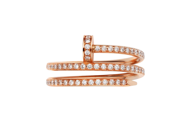 Cartier Double Ring Full Diamond 18K Rose Gold Unisex Couple Ring B4210900 圖 3