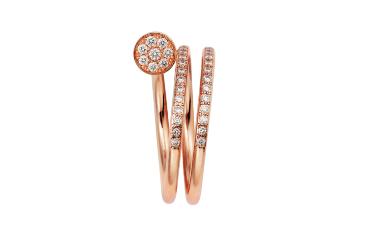 Cartier Double Ring Full Diamond 18K Rose Gold Unisex Couple Ring B4210900 圖 4