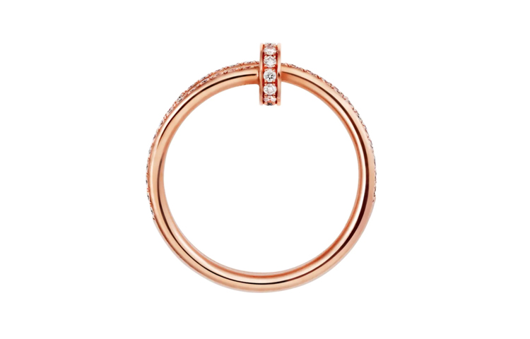 Cartier Double Ring Full Diamond 18K Rose Gold Unisex Couple Ring B4210900 圖 5