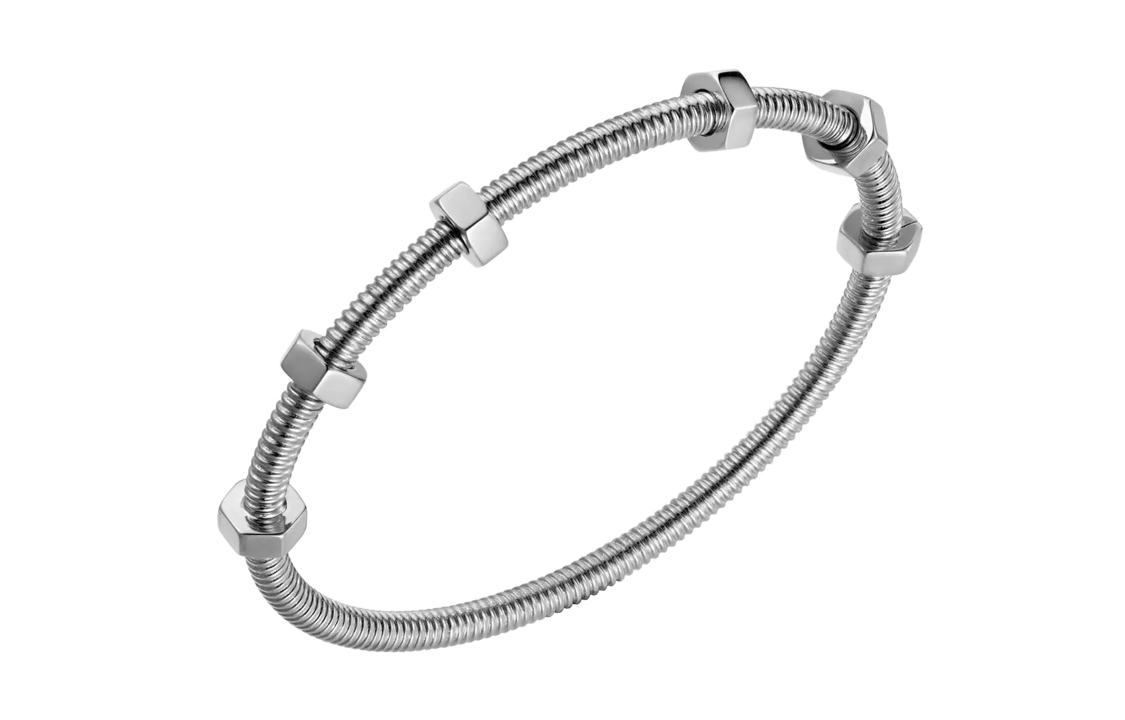 Lookbook Cartier Ecrou De Cartier 手鐲 18K白金 男女情侶款設計。 B6049617