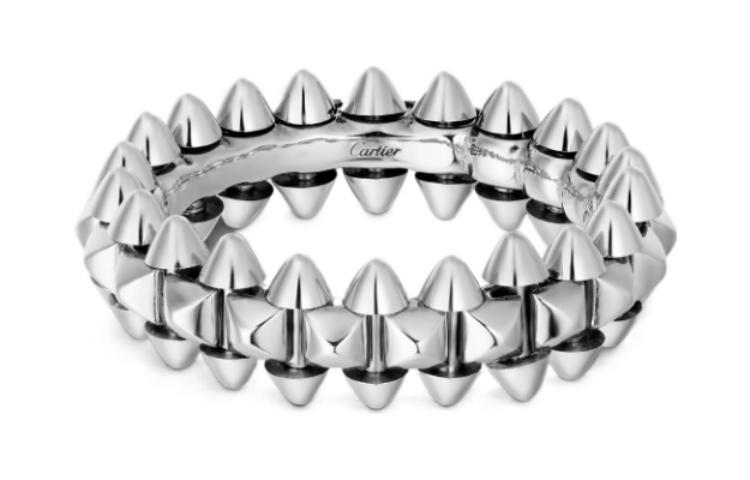 Cartier Geometric Logo Engraved Platinum Ring, Unisex Couple Design - Silver. omh202 圖 4