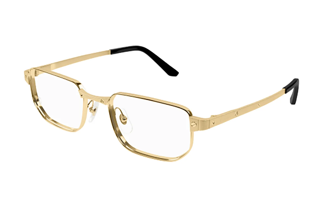 Cartier Gold Metal Rectangle Optical Eyeglasses Frame for Men. CT0481O001 圖 2
