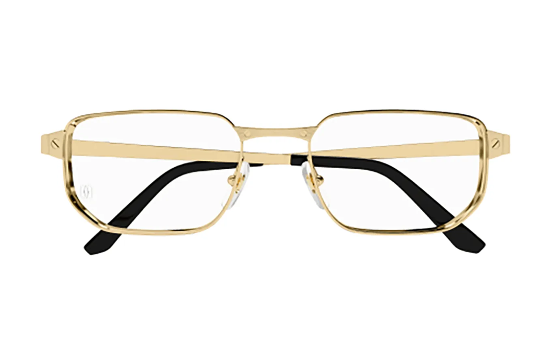 Cartier Gold Metal Rectangle Optical Eyeglasses Frame for Men. CT0481O001 圖 3