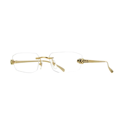 Cartier Gold Panther Arm Rectangular Metal Optical Glasses Unisex. CT0494O001