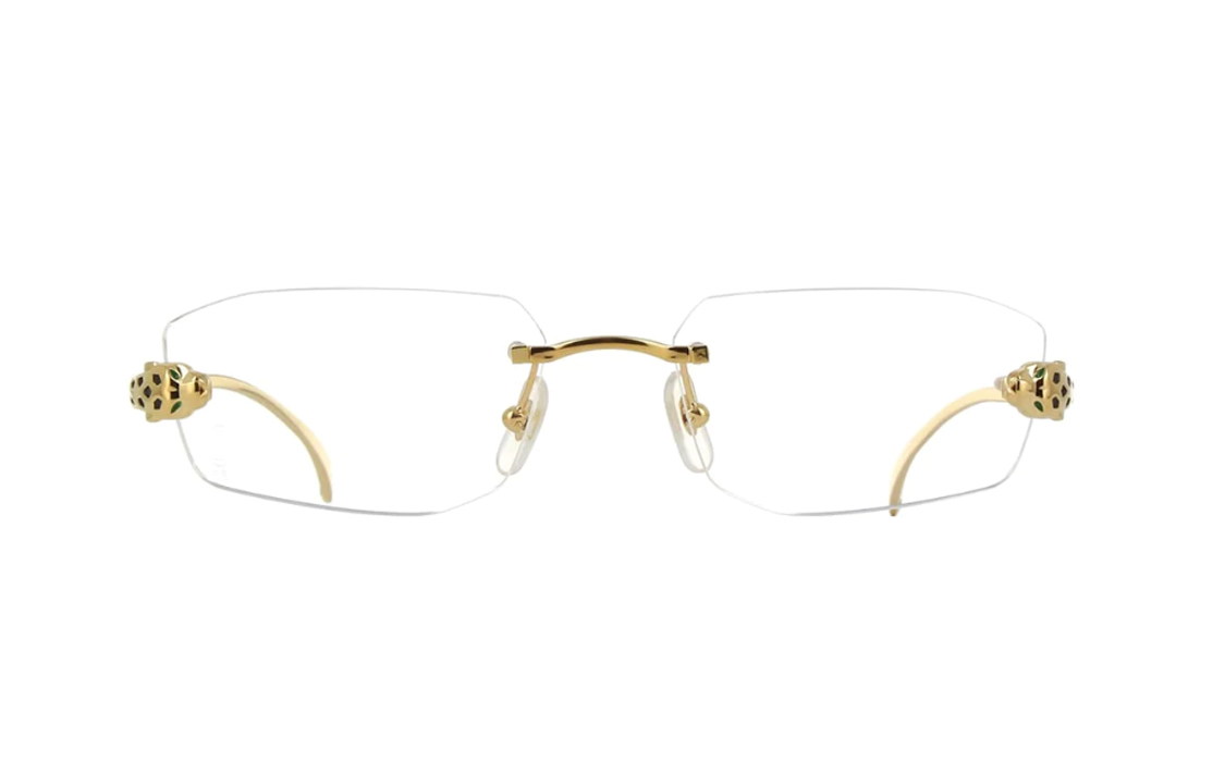 Lookbook Gafas Ópticas Unisex Cartier Oro Pantera Rectangular Metal. CT0494O001