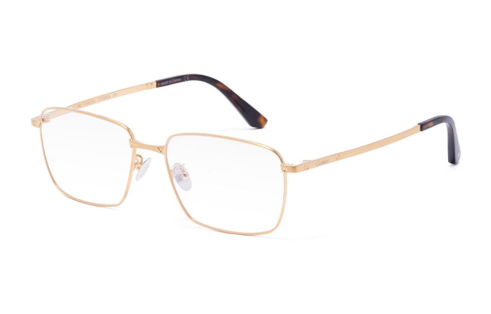 Cartier Gold Titanium Rectangle Optical Glasses Frame for Men CT0320OA-001