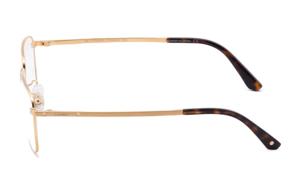 Shop Cartier金色鈦金屬矩形男士光學眼鏡框 CT0320OA-001