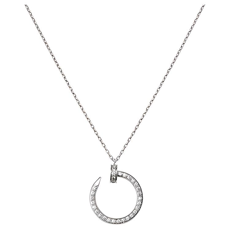 Cartier Juste un Clou 18K White Gold Diamond Nail Necklace Unisex Couple Design B3046900