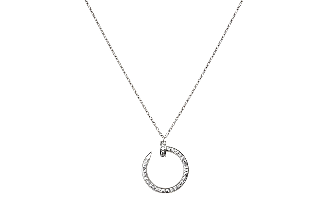 Shop 까르띠에 저스트 앵 끌루 18K 화이트 골드 다이아몬드 네일 목걸이 커플 디자인 B3046900