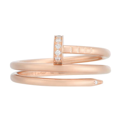 CARTIER Juste un Clou Diamond Double Ring Nail 18K Rose Gold Unisex. B4210800