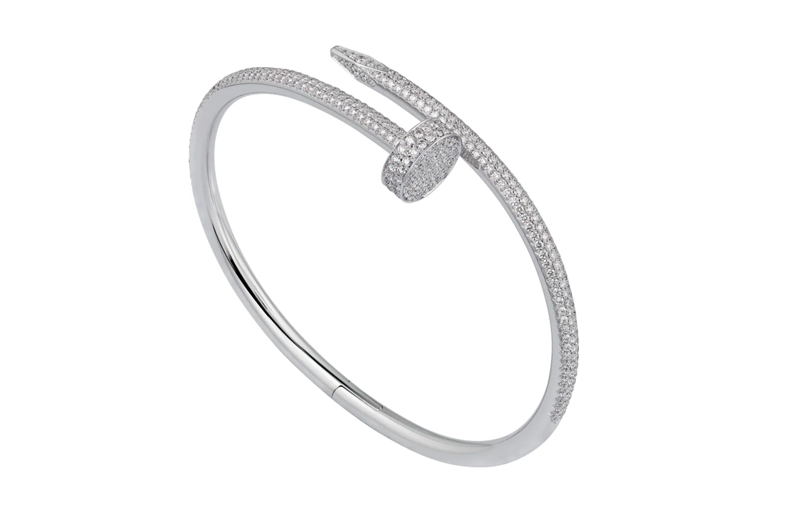 Cartier Juste un Clou Diamond Nail Bracelet 18K White Gold Unisex Jewelry. N6707317