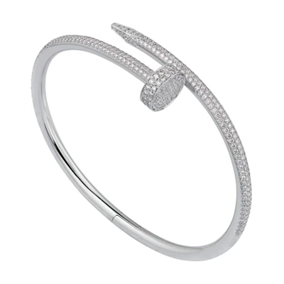 Cartier Juste un Clou Diamond Nail Bracelet 18K White Gold Unisex Jewelry. N6707317