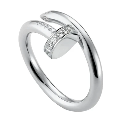 Cartier Juste Un Clou Diamond Single Nail 18K White Gold Ring Unisex Couple. B4092700