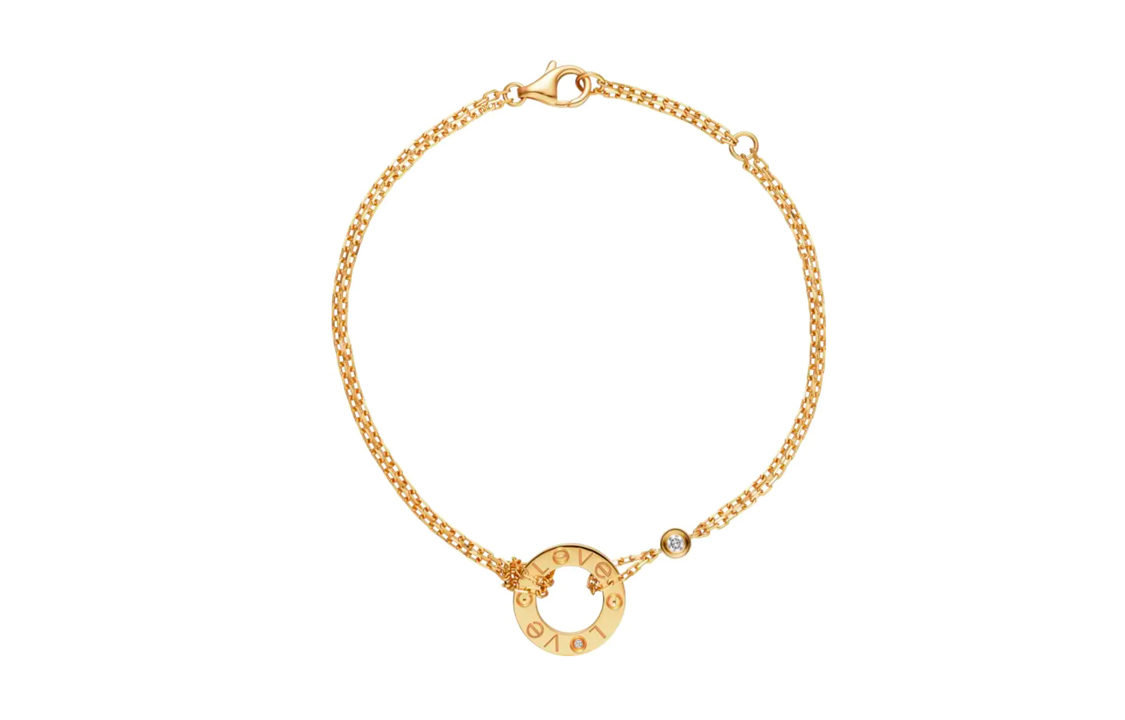 CARTIER LOVE 18k Gold Diamond Bracelet Unisex Couple Jewelry B6038300 圖 2