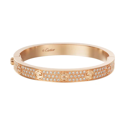 Cartier LOVE 18K Rose Gold Wide Bracelet Unisex Starry Design Couple Style. N6036917