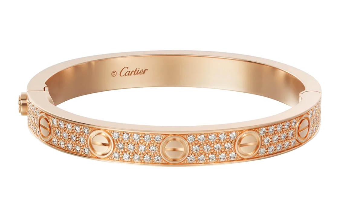 Cartier LOVE 18K Rose Gold Wide Bracelet Unisex Starry Design Couple Style. N6036917 圖 8