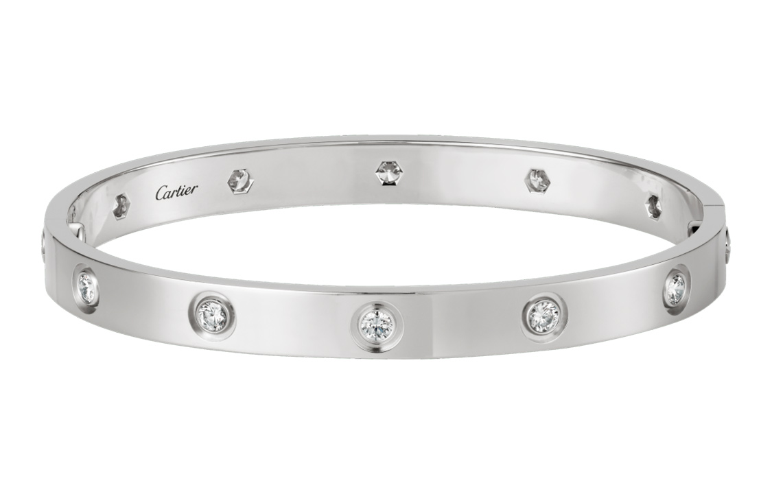 Order 卡地亞 LOVE 18K白金鑽石手鐲 情侶款 B6040716