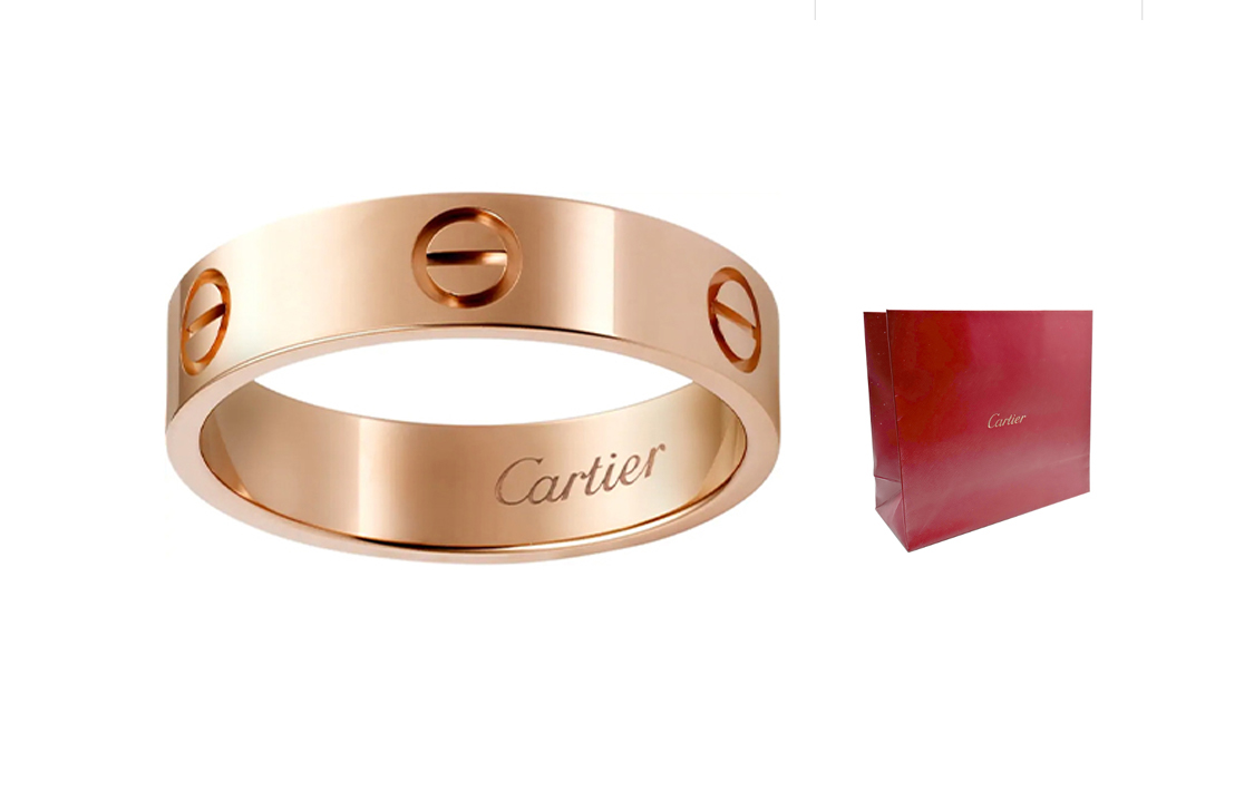 Cheap Cartier LOVE 5.5mm 18K玫瑰金戒指 情侶款設計 男女適用 B4084800
