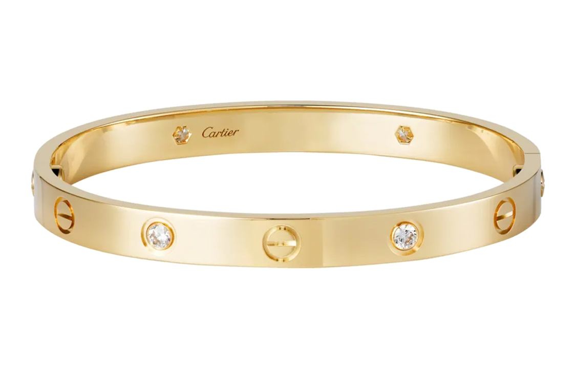 Order Cartier LOVE 18K金手環附4鑽石 男女對戒 情侶飾品 B6070017