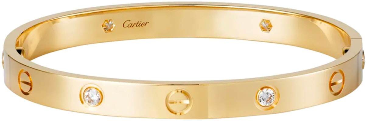 Cartier LOVE 18K金手環附4鑽石 男女對戒 情侶飾品 B6070017 Sizing Cartier LOVE 18K金手環附4鑽石 男女對戒 情侶飾品 B6070017