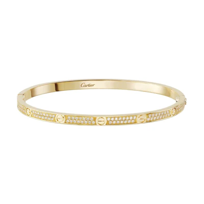 Cartier Love Bracelet Small Narrow 18K Gold Full Diamond Unisex Couple Design. N6710617
