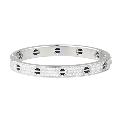 Cartier LOVE Ceramic Starry Diamond 18K White Gold Bracelet Unisex Couple Style N6032417