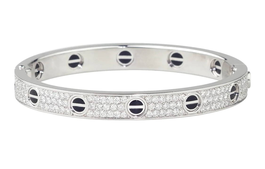 Cartier LOVE Ceramic Starry Diamond 18K White Gold Bracelet Unisex Couple Style N6032417 圖 4