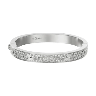 Cartier LOVE Full Diamond 18K White Gold Bracelet Unisex Couple Design. N6717600