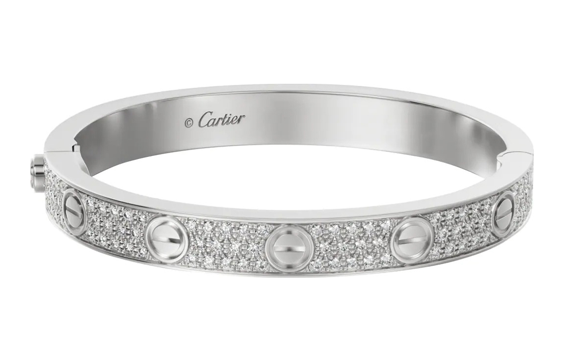Cartier LOVE Full Diamond 18K White Gold Bracelet Unisex Couple Design. N6717600 圖 3