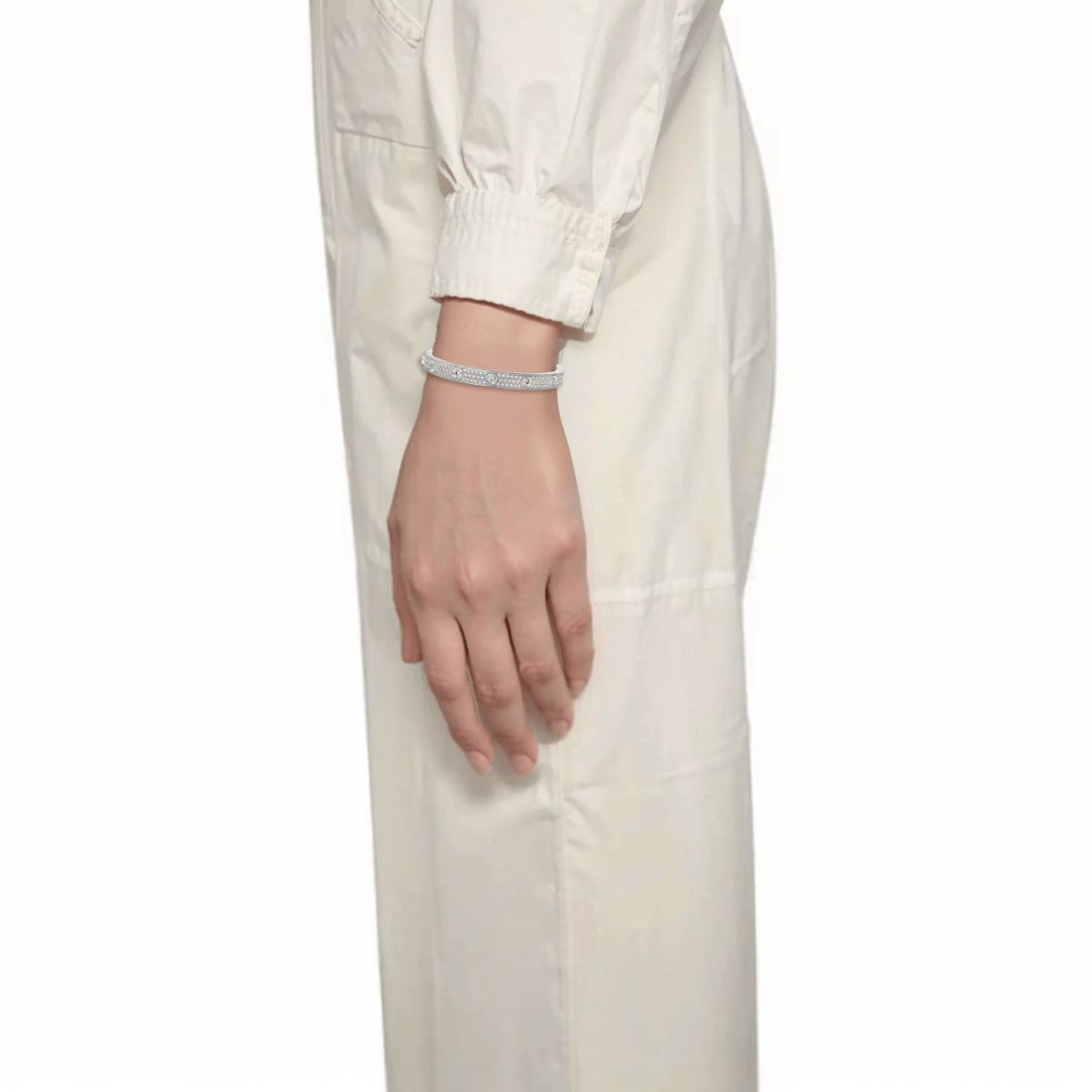 Cartier LOVE Full Diamond 18K White Gold Bracelet Unisex Couple Design. N6033602 圖 4