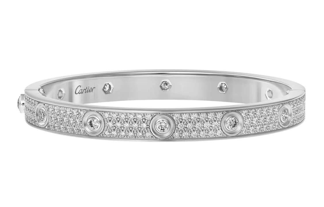 Cartier LOVE Full Diamond 18K White Gold Bracelet Unisex Couple Design. N6033602 圖 7