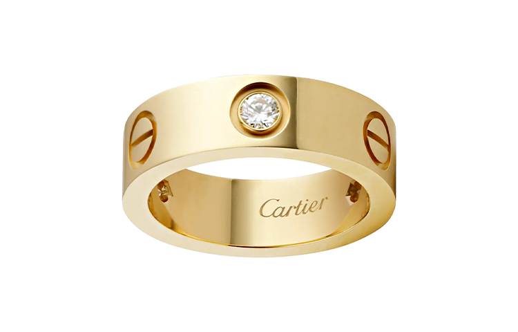 Order Cartier 愛情戒指 18K金鑲3鑽石 情侶款 金色 男女適用戒指 B4032400