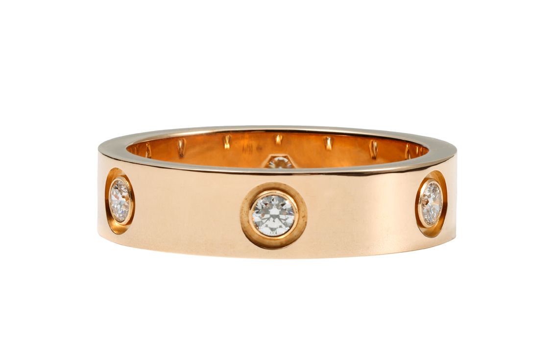 Cartier Love Ring 18K Rose Gold Full Diamond Engraved Unisex Couple Jewelry. B4097500