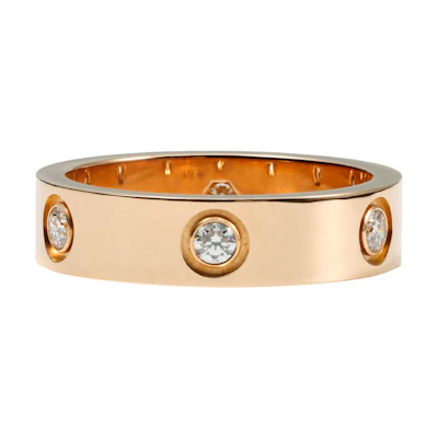 Cartier Love Ring 18K Rose Gold Full Diamond Engraved Unisex Couple Jewelry. B4097500