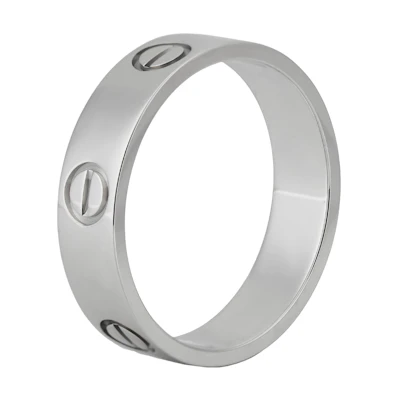 Cartier Love Ring 18K White Gold Wide Band 5.5mm Unisex Couple Style. B4084700