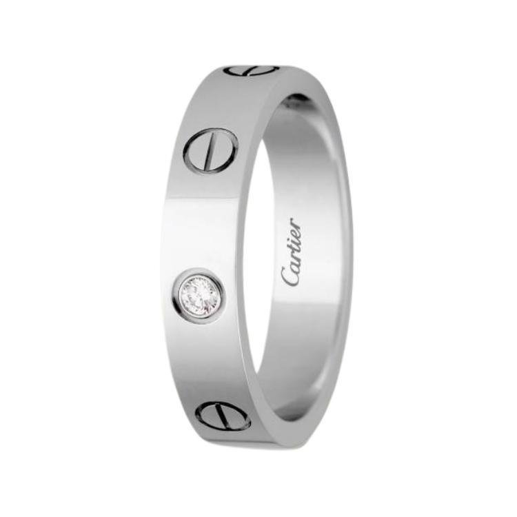 Cartier LOVE Ring 18K White Gold with Diamond Couple Wedding Band Unisex Design B4050500
