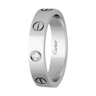 Cartier LOVE Ring 18K White Gold with Diamond Couple Wedding Band Unisex Design B4050500