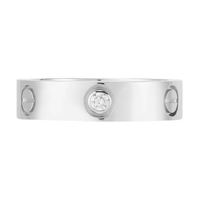 Cartier Love Ring Diamond 18K White Gold Unisex Silver Couple Design. B4032500