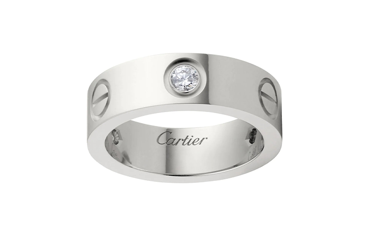 Order Cartier 愛情系列鑽石戒指 18K 白金 中性銀情侶設計款 B4032500